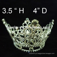 Safira rhinestone tiara cheio rodada grande representação coroa
